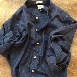 J Crew Band Collar / Mandarin Print Button Down